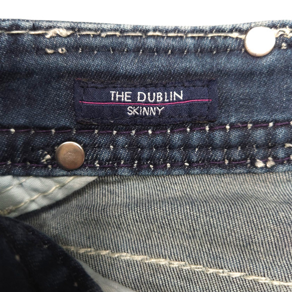 EUC Vigoss Dublin Embellished Low Rise Denim Skinny Jeans Sz. 1/2x31 Dark Wash - Picture 7 of 13